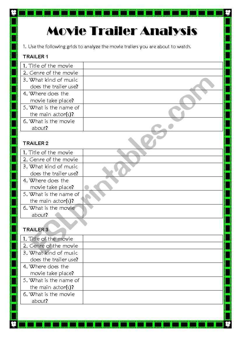 Movie Trailer Analysis worksheet