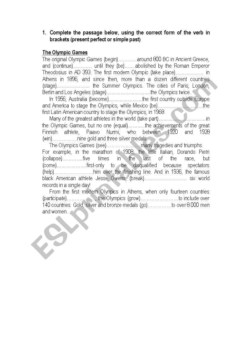 exercises worksheet