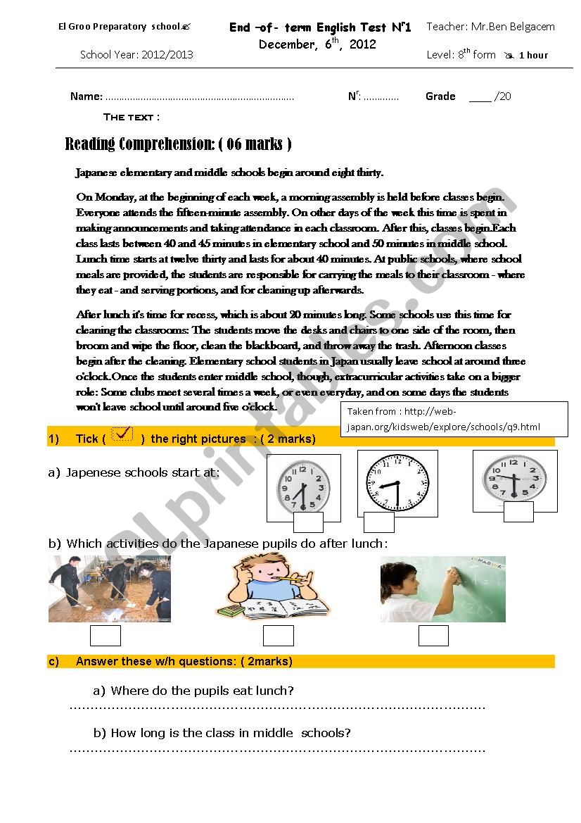 end of term test n1 worksheet