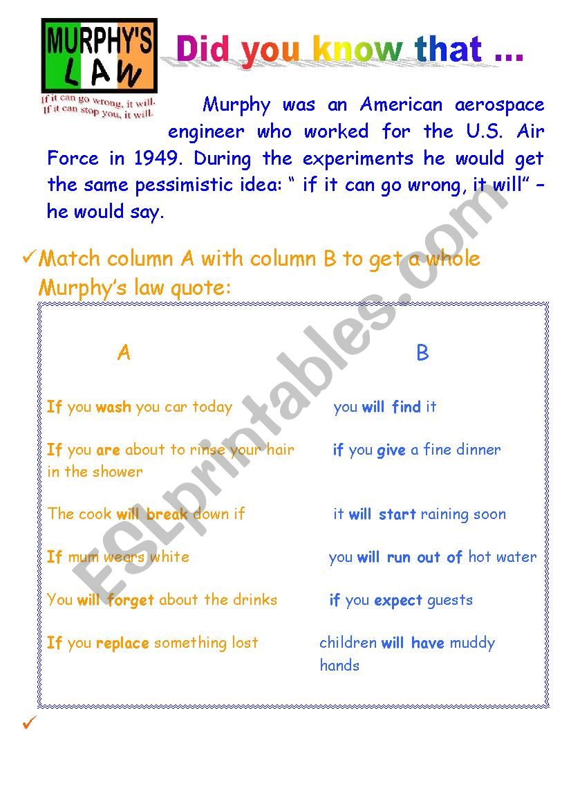 First conditional  worksheet