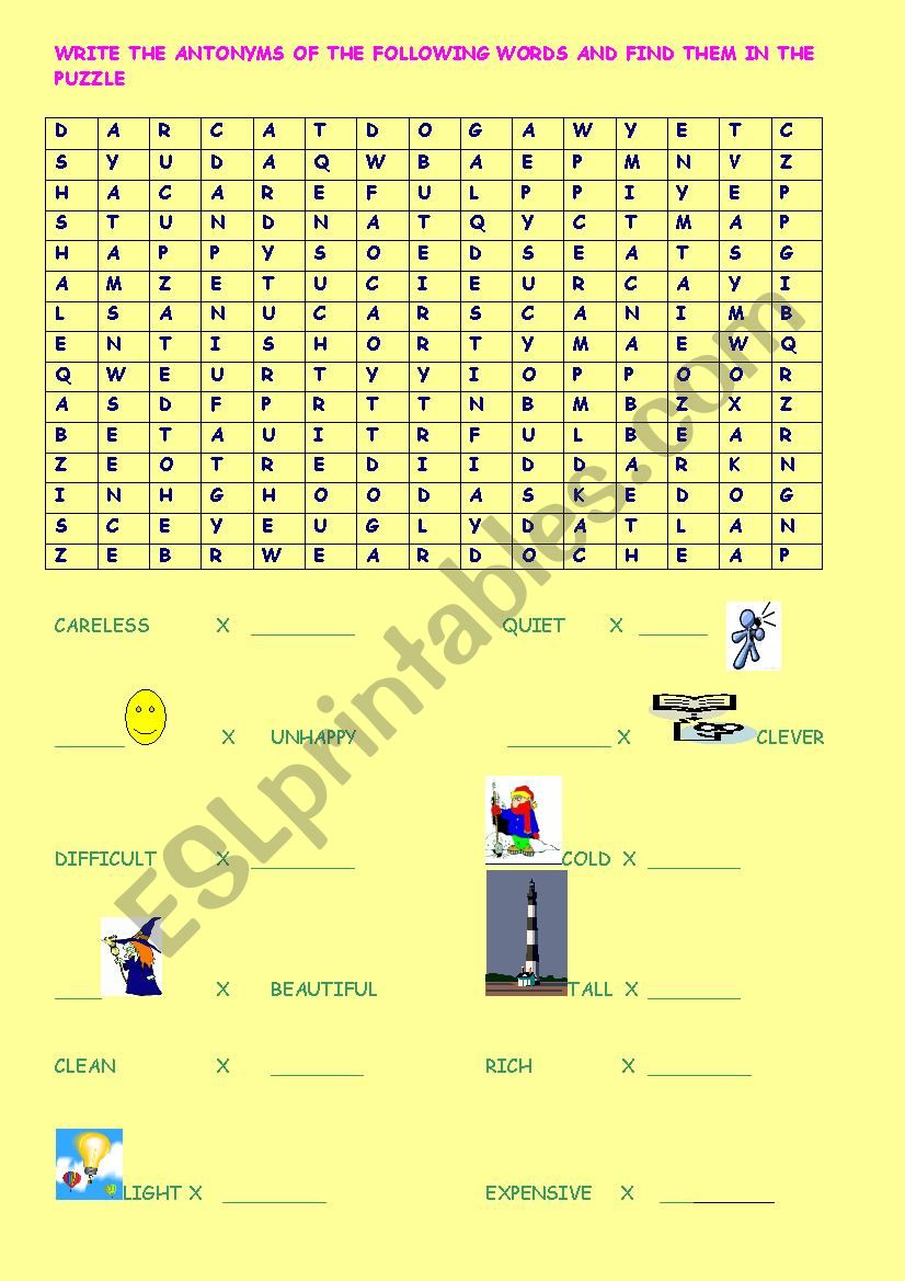 adjectives puzzle  worksheet