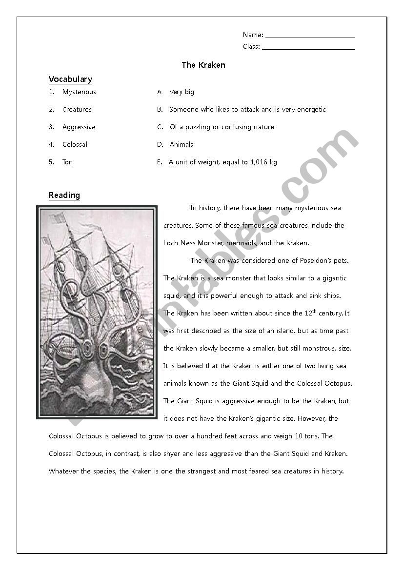 The Kraken worksheet