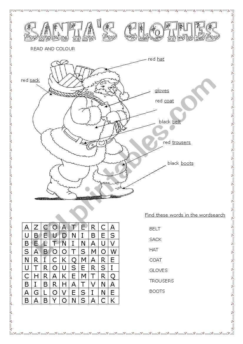 Fun with Santa worksheet