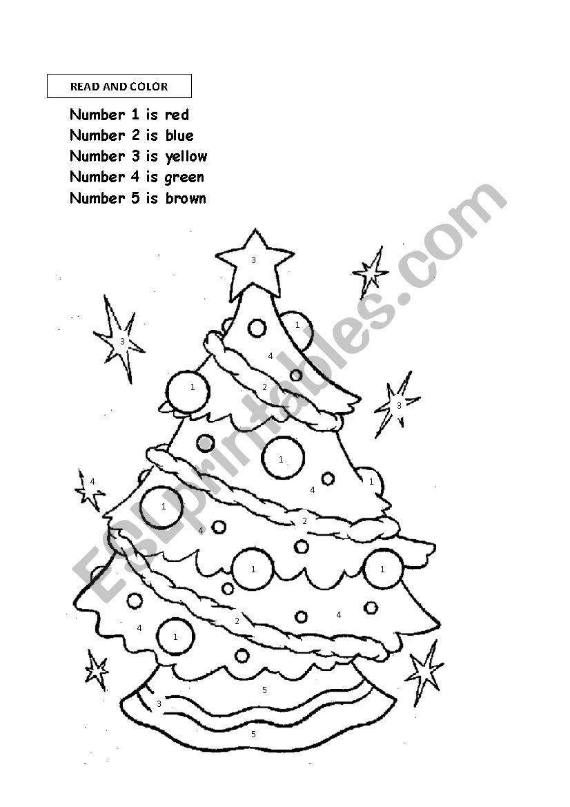 Christmas tree to color worksheet
