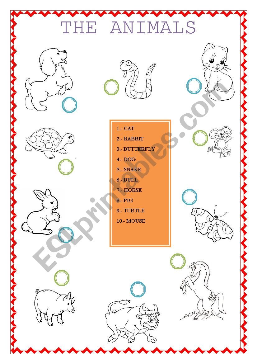 THE ANIMALS worksheet