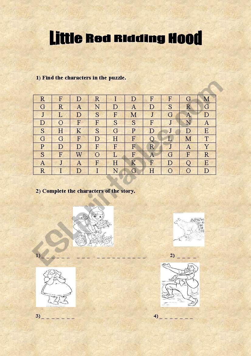 Little Red Riding Hood worksheet