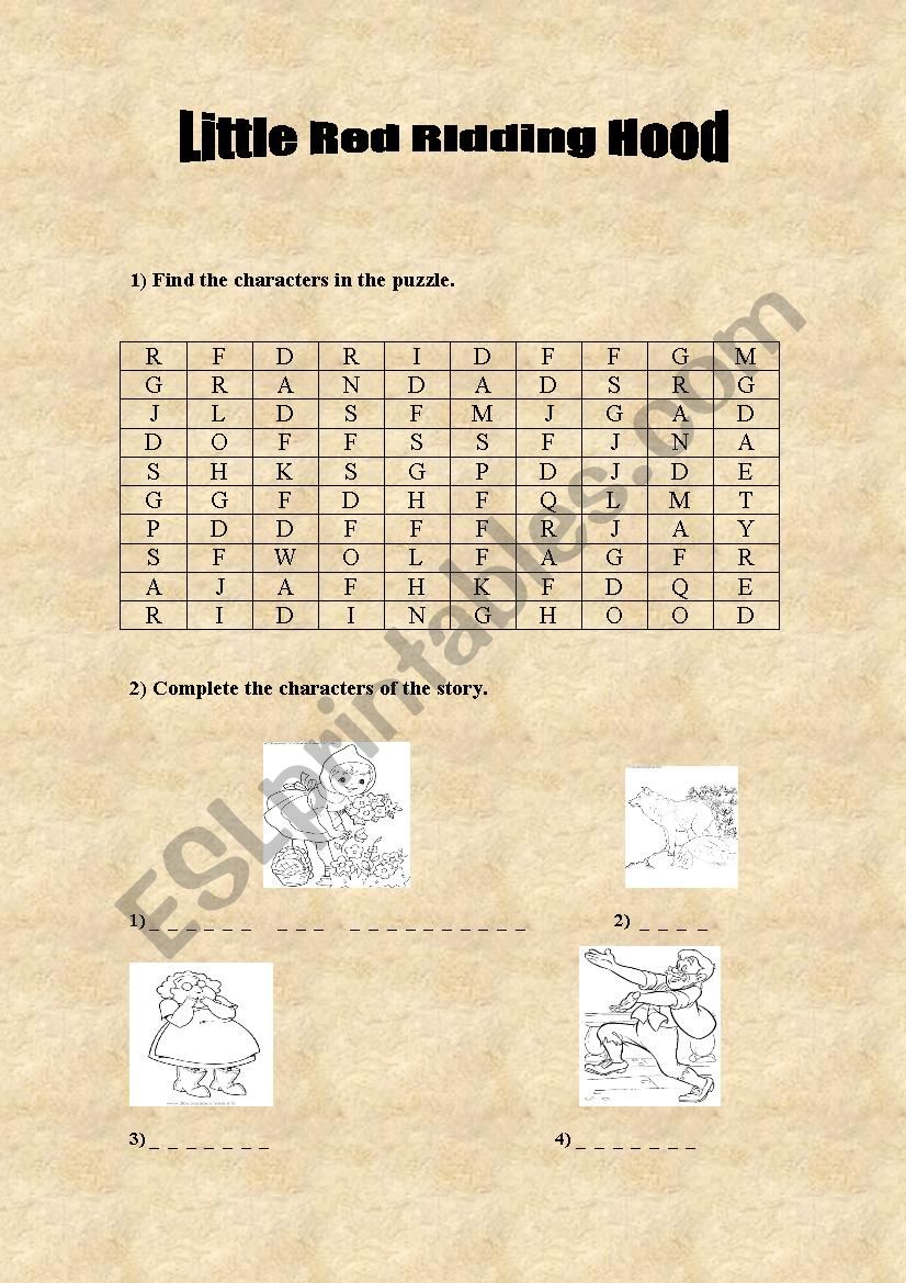 Little Red Riding Hood worksheet