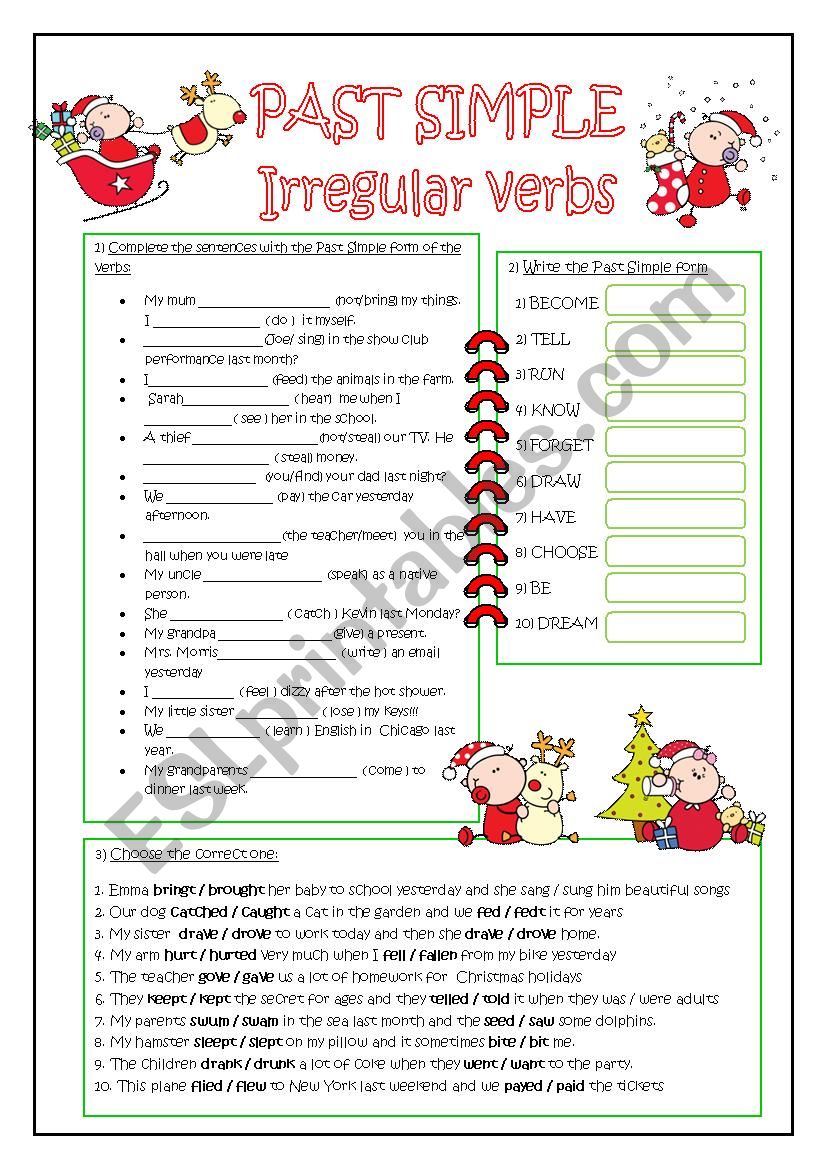 PAST SIMPLE Irregular Verbs ESL Worksheet By Teresahmariah