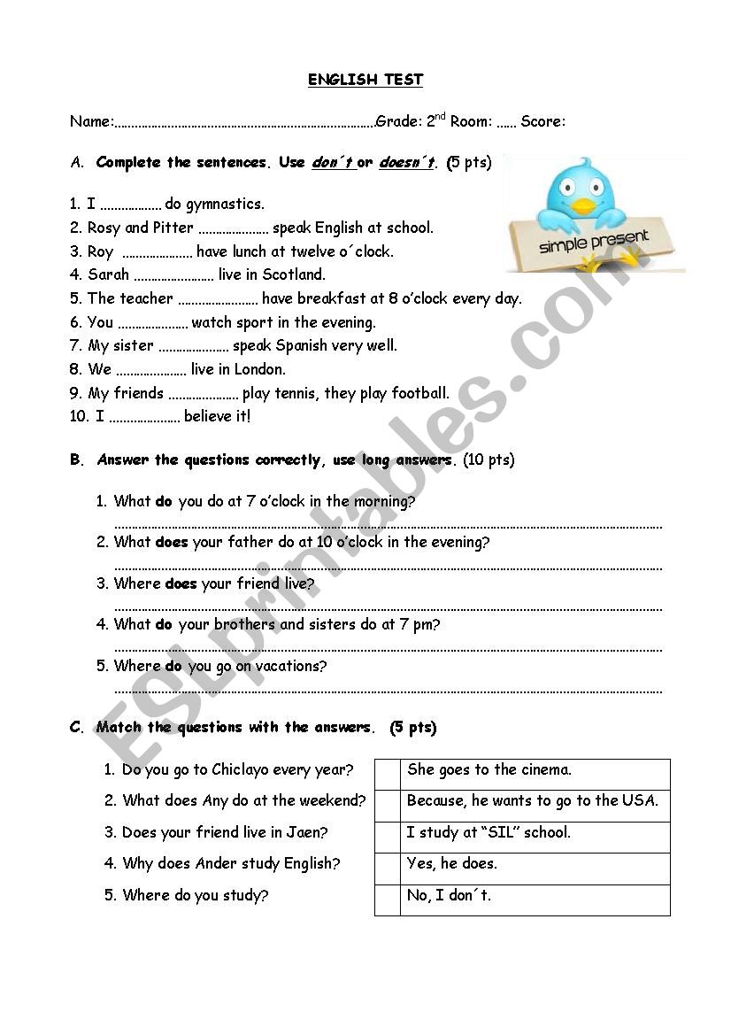 english test/do-does worksheet