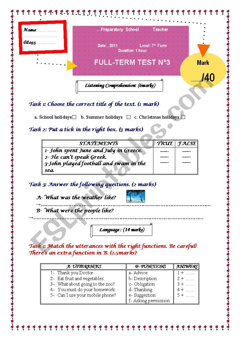 Full-Term Test N3 worksheet