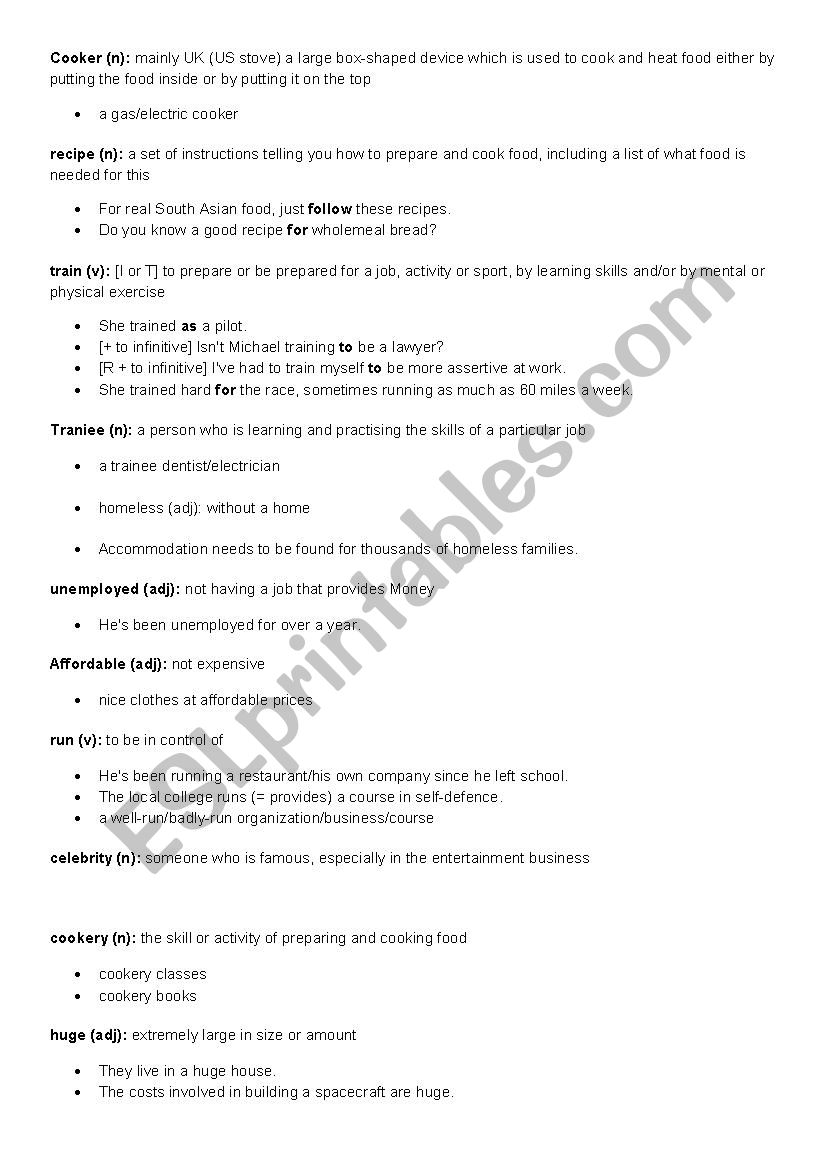 Total English Unit 3 Vocabulary List