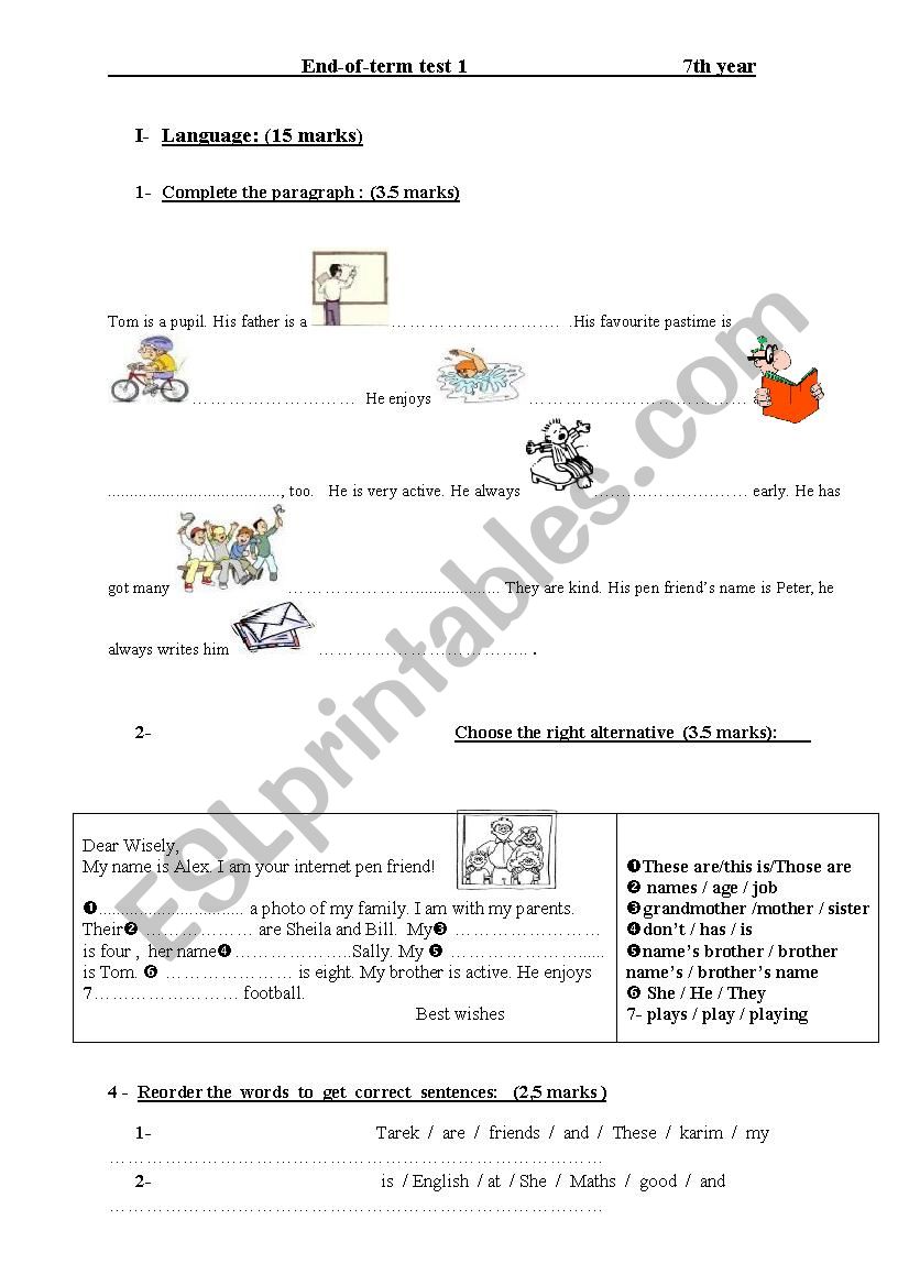                                                  End-of-term test 1                   7th year  