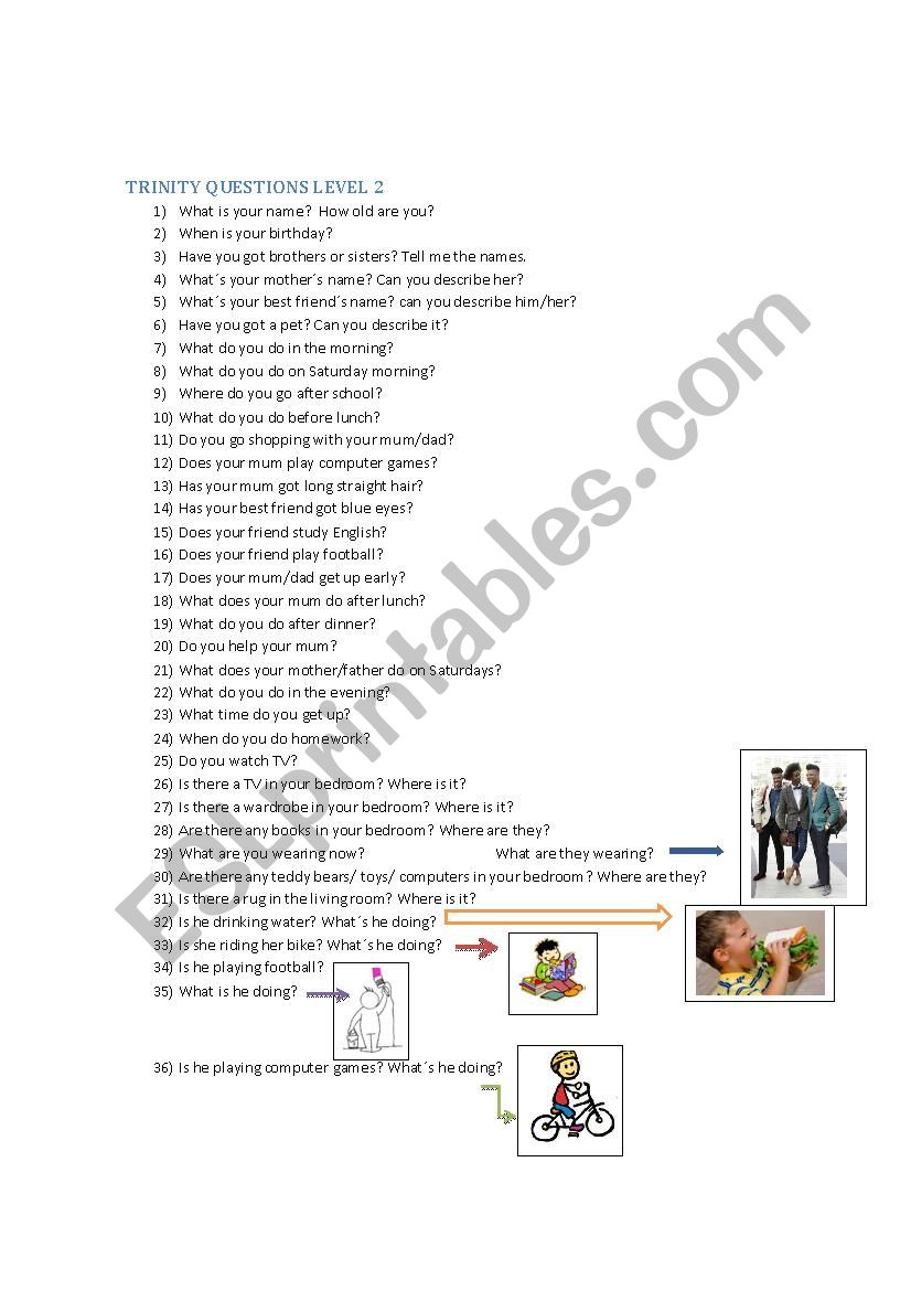 TRINITY QUESTIONS LEVEL 2 worksheet