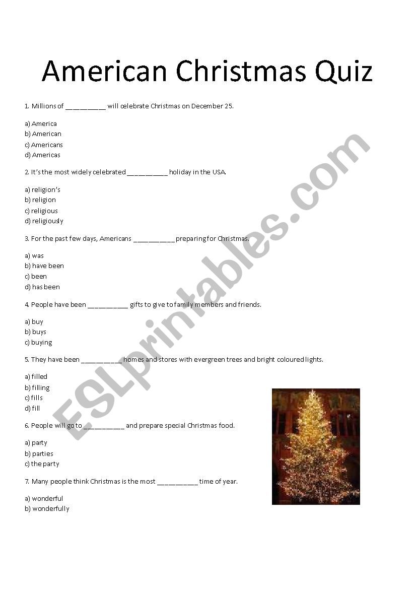 American Christmas Grammar Quiz