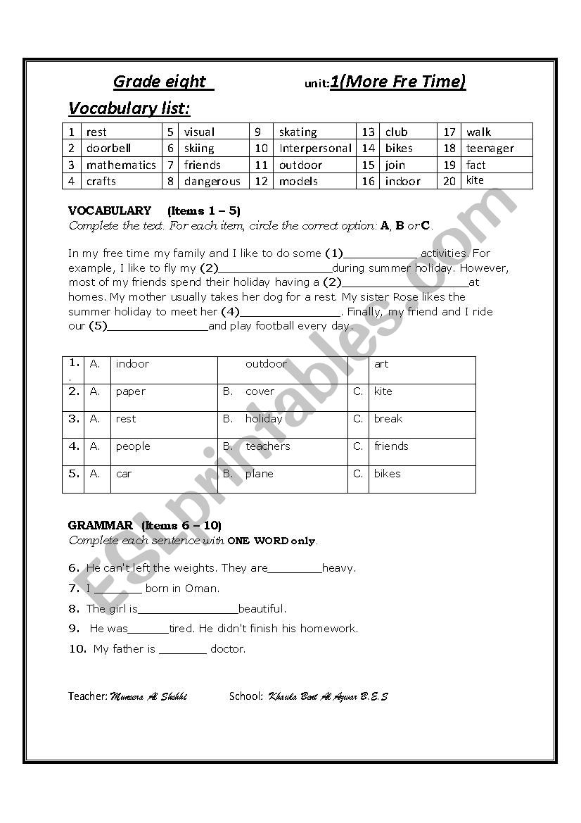 Creature features worksheet