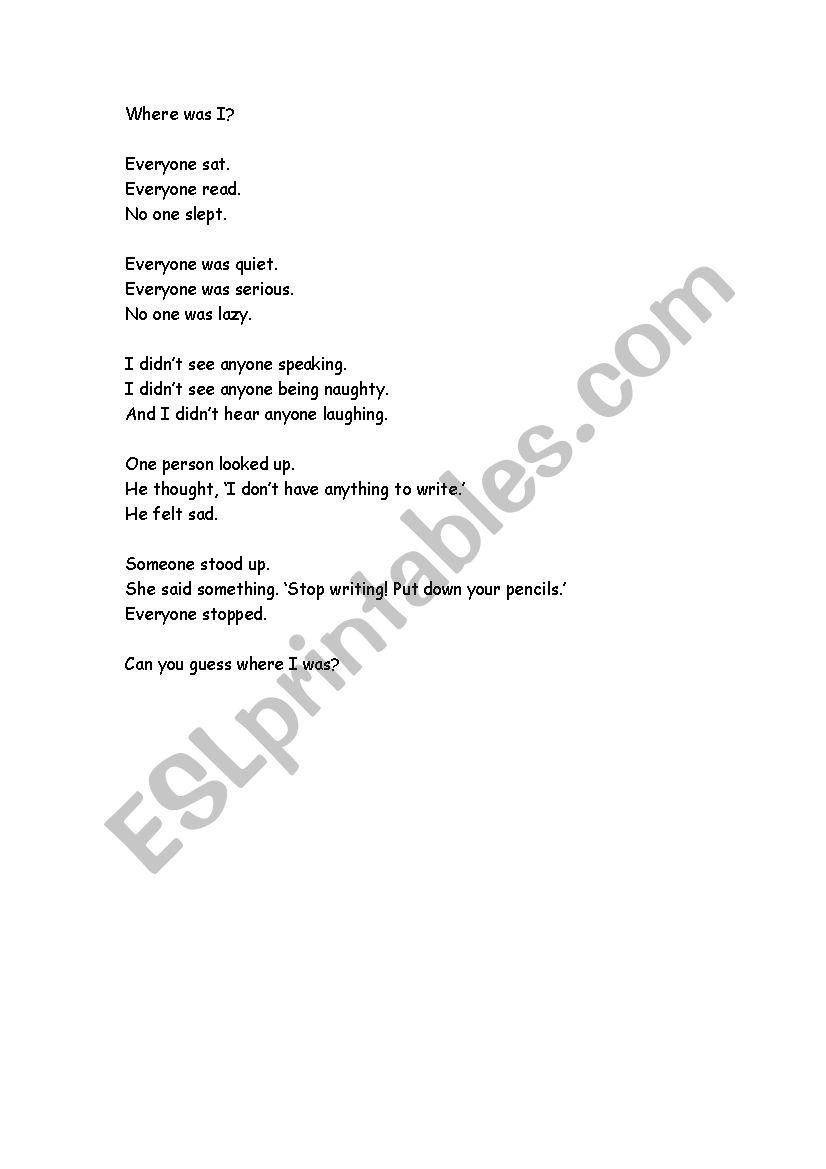 Everyone poem worksheet