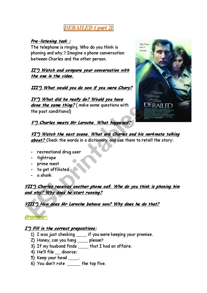 Film Derailed (part2) worksheet