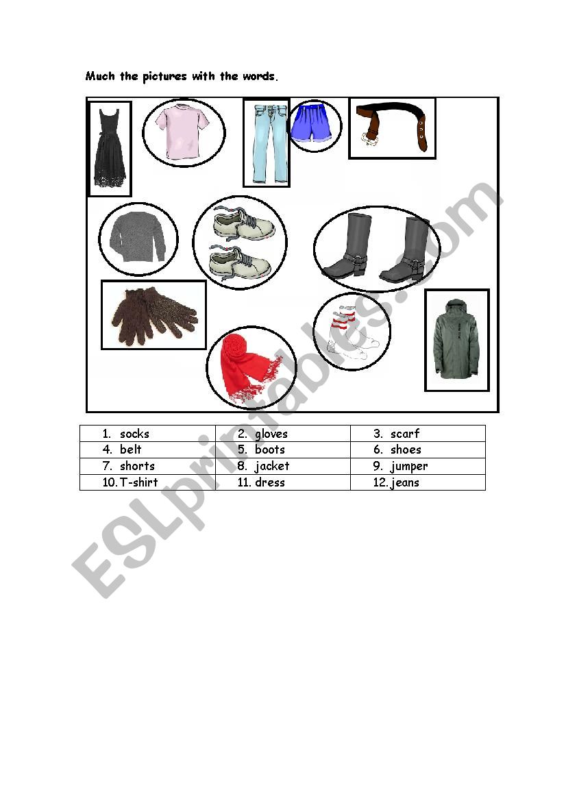 Clothes worksheet