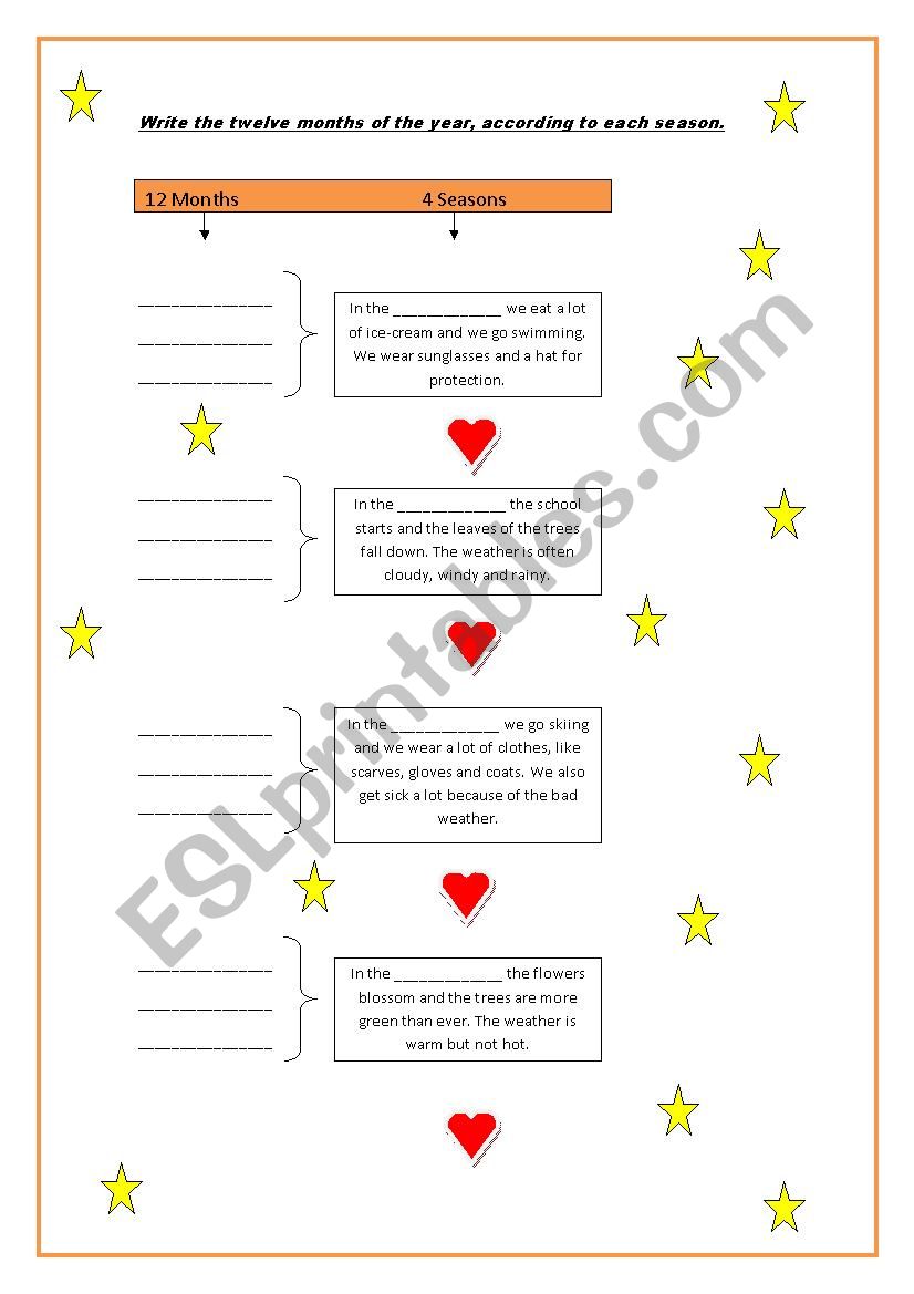 Months and Seasons worksheet