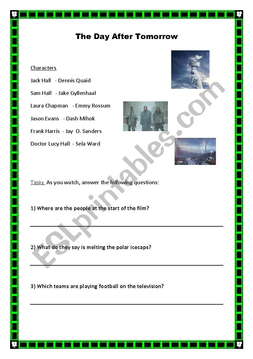 The Day After Tomorrow - Film Worksheet