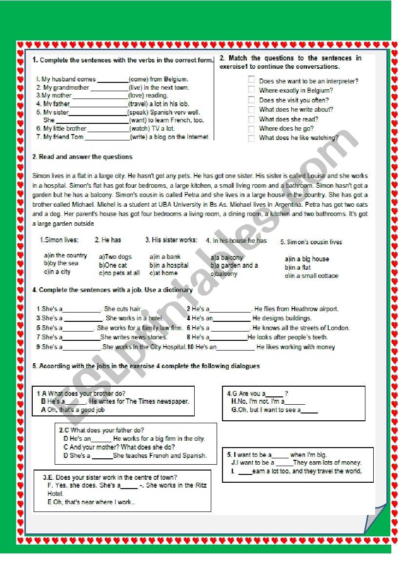 Simple present worksheet