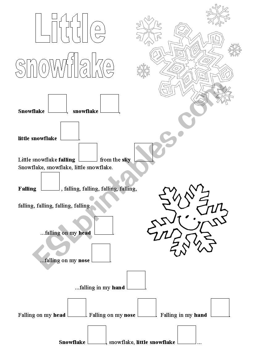 Little Snowflake - song worksheet
