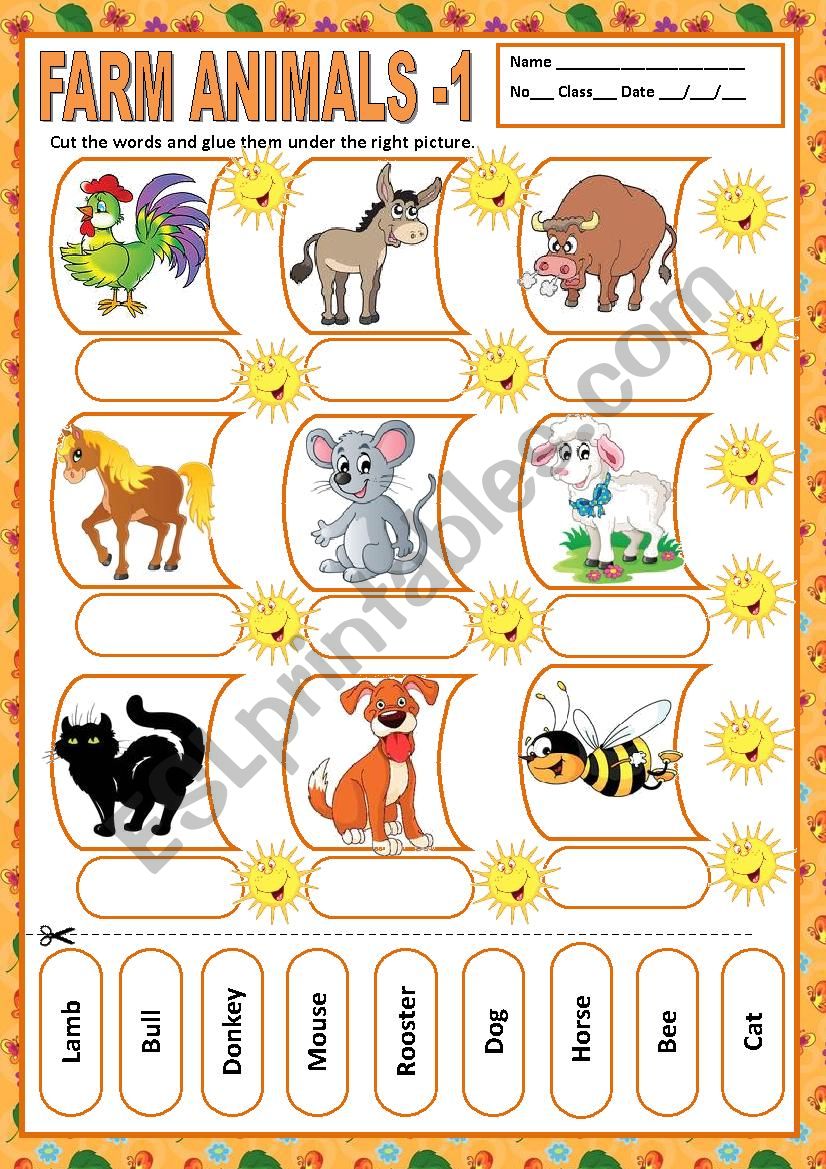 FARM ANIMALS 1 - MATCHING worksheet