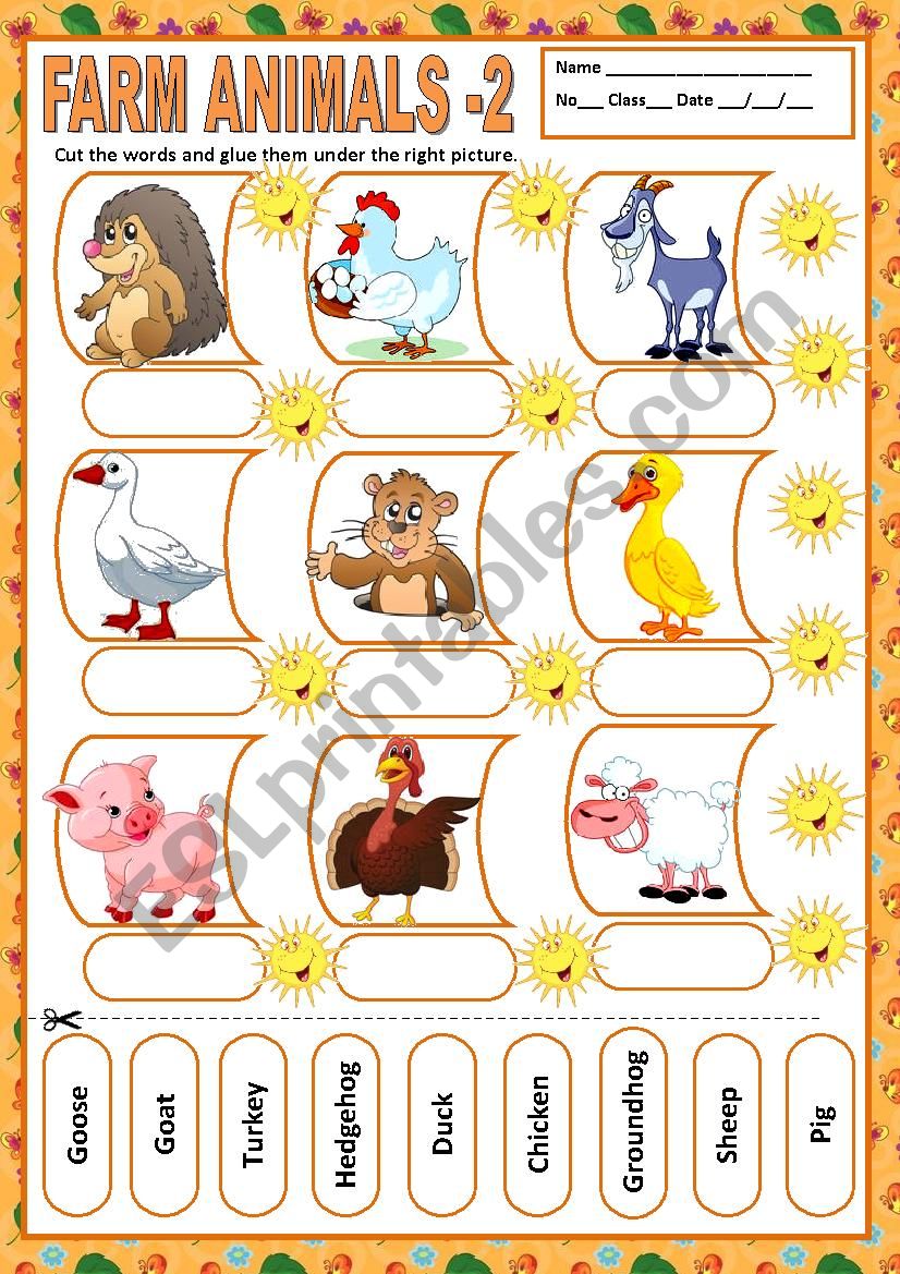 FARM ANIMALS 2 - MATCHING worksheet