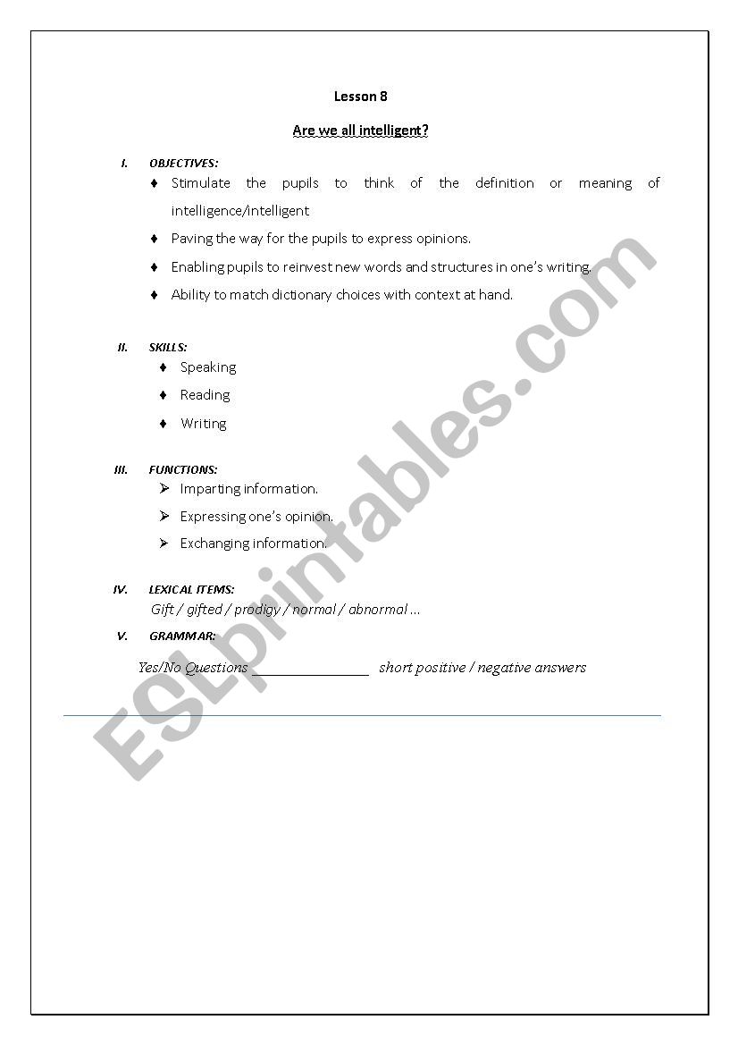 Are We all Intelligent? worksheet