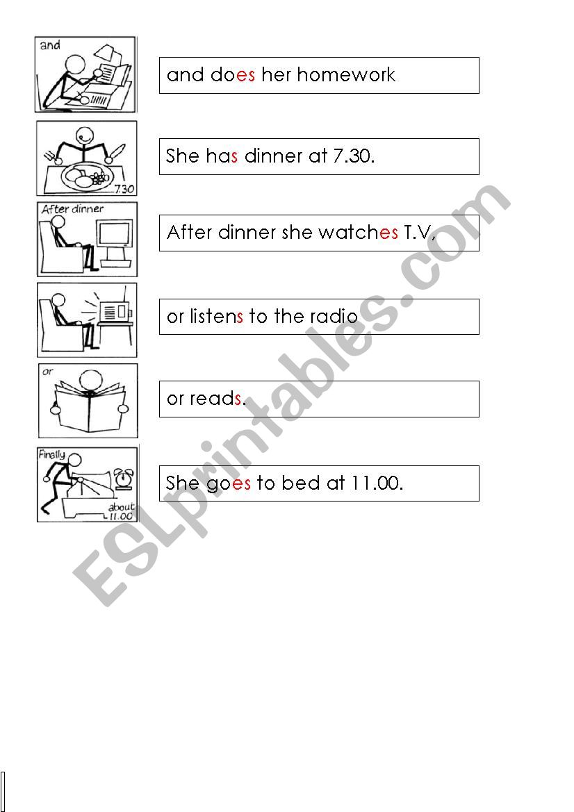 Daily Routine third person handout