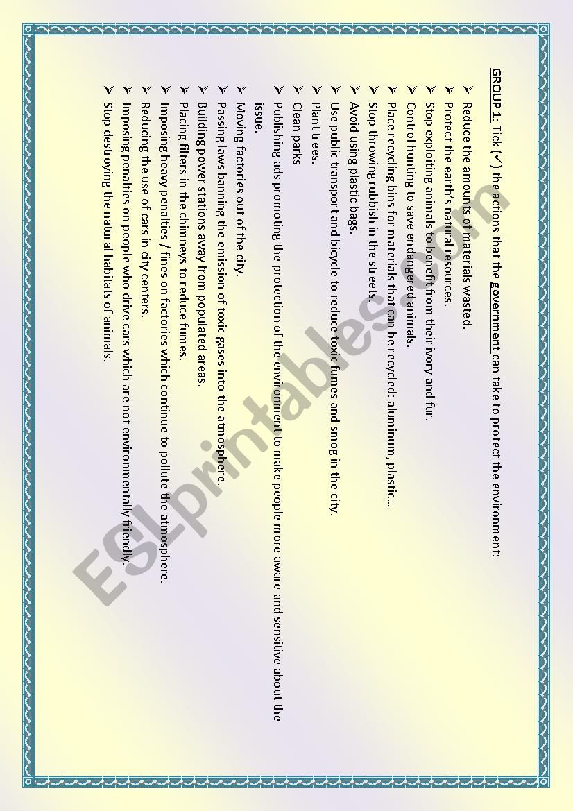 group work activity worksheet