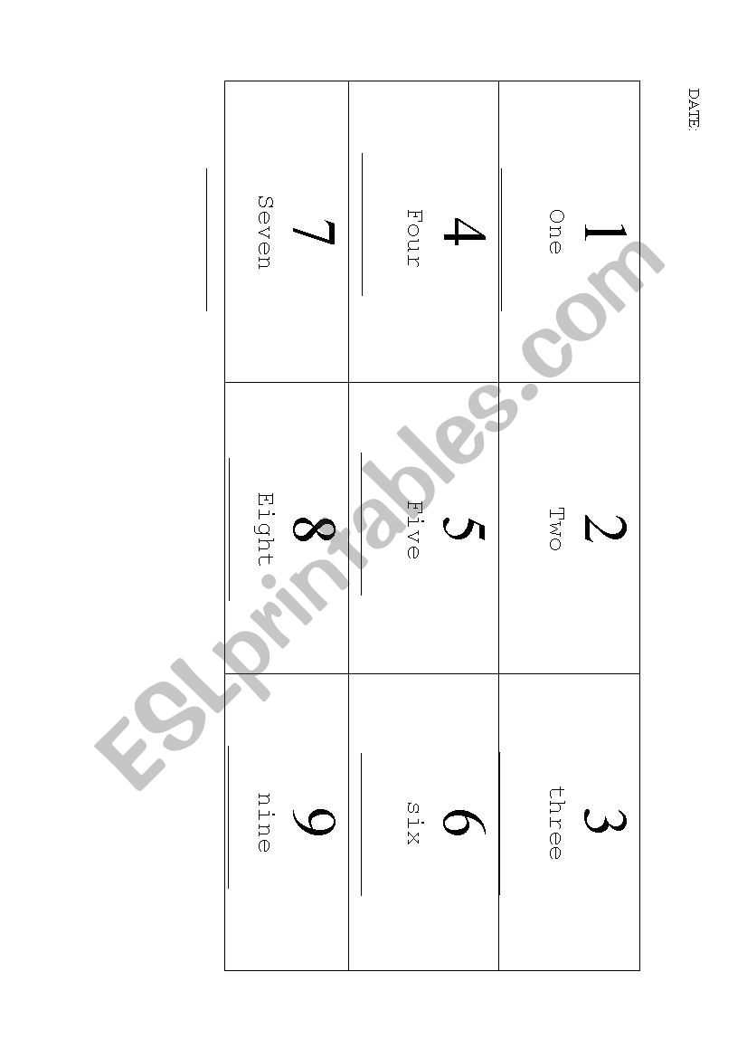 Numbers worksheet