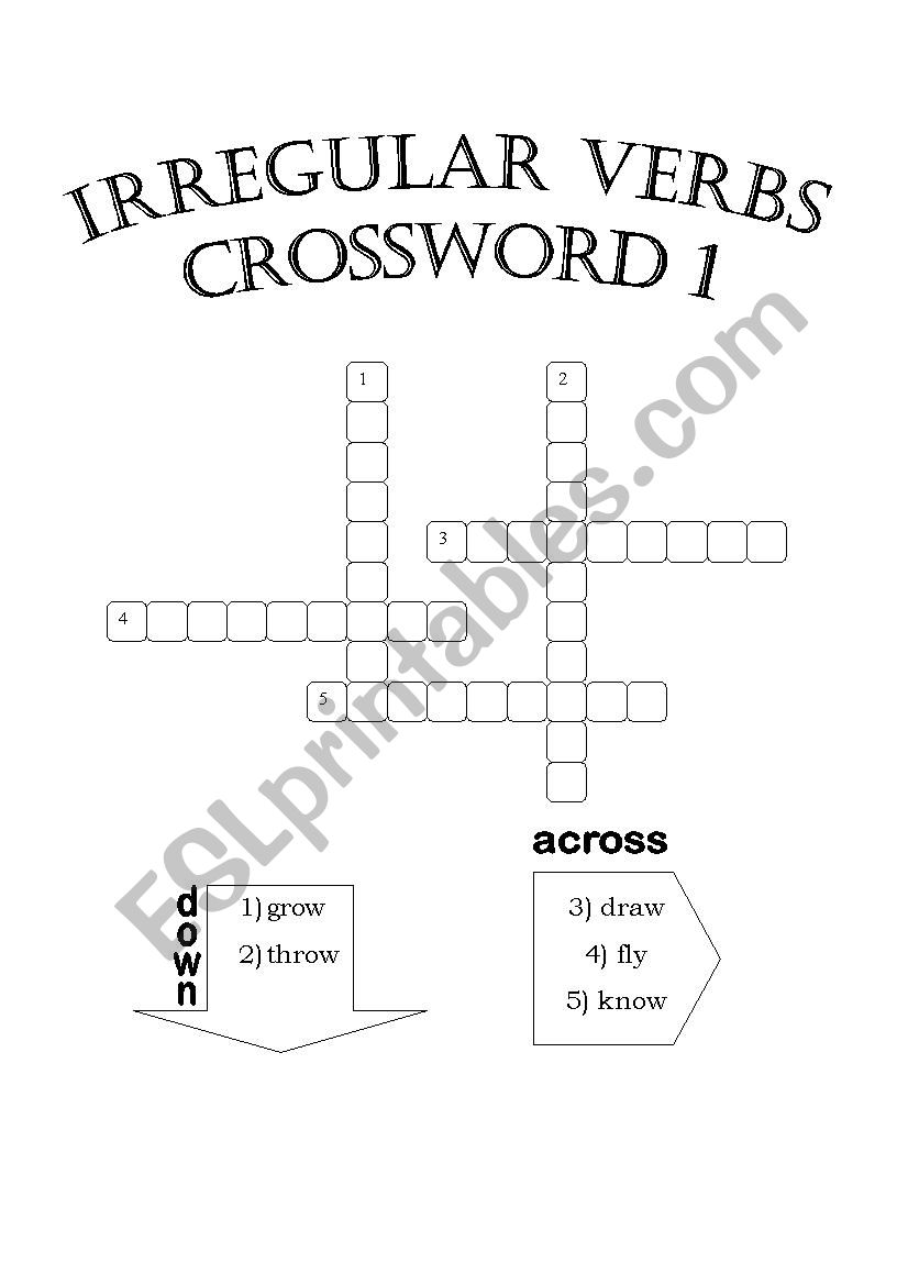 Irregular Verbs Crossword 1 worksheet