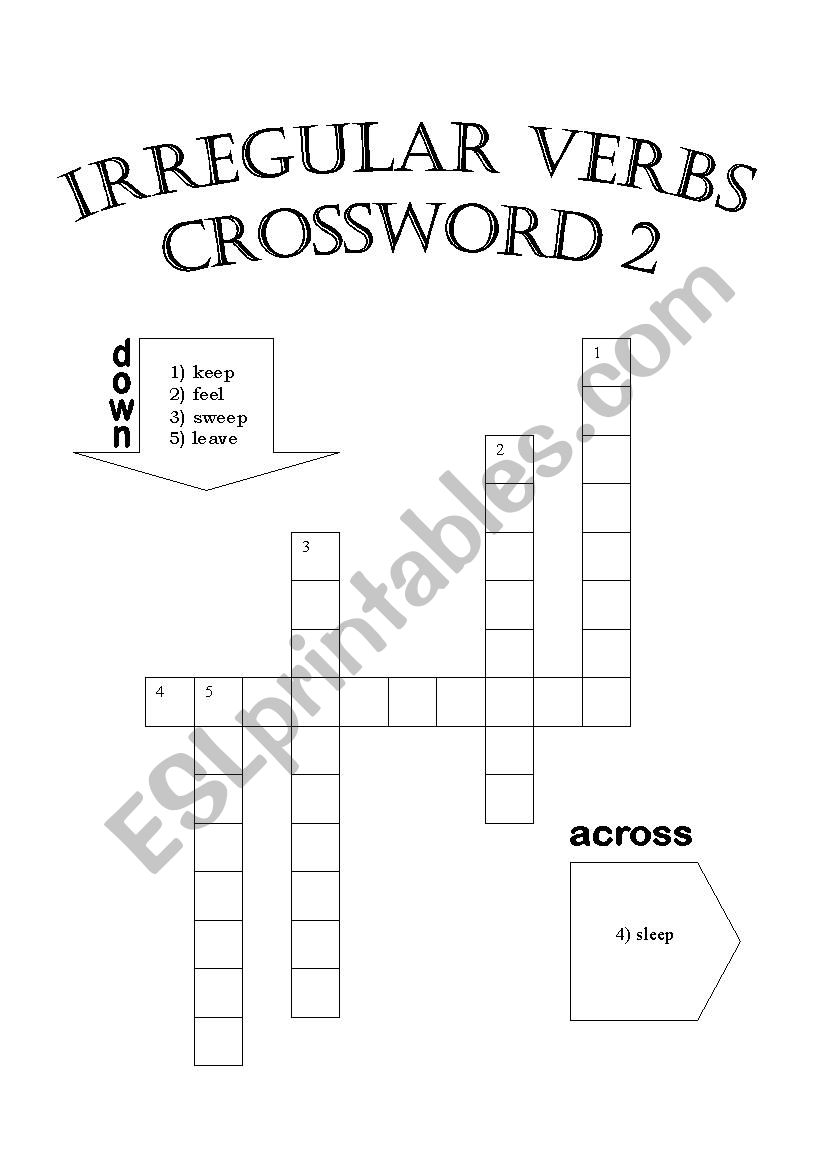 Irregular Verbs Crossword 2 worksheet