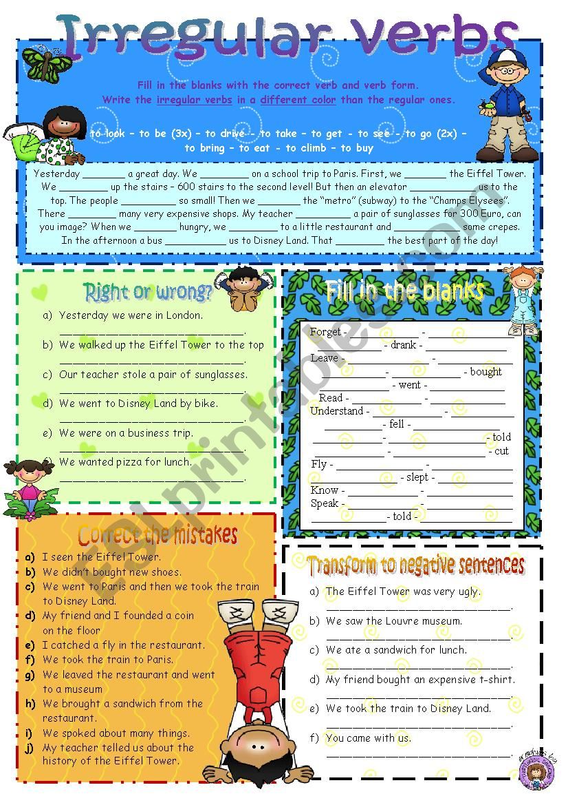 Irregular verbs worksheet