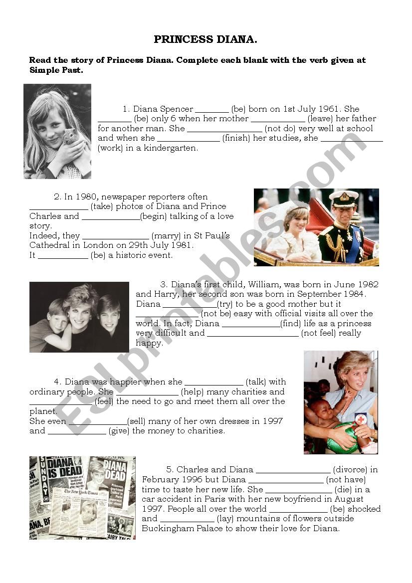 PRINCESS DIANA worksheet