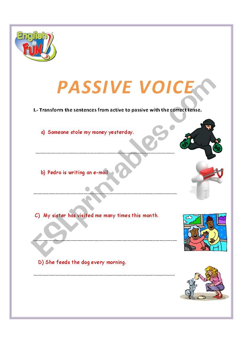 PASSIVE VOICE EXERCISES worksheet