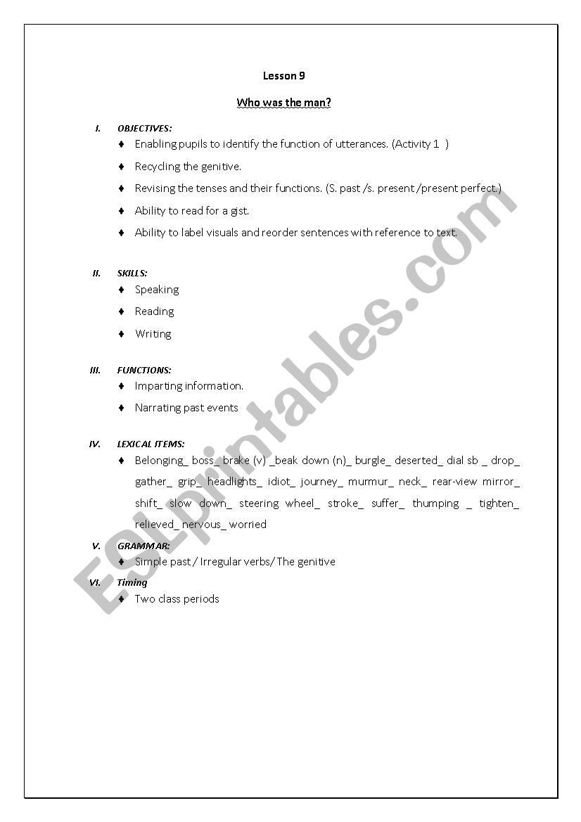Who Was the Man? worksheet