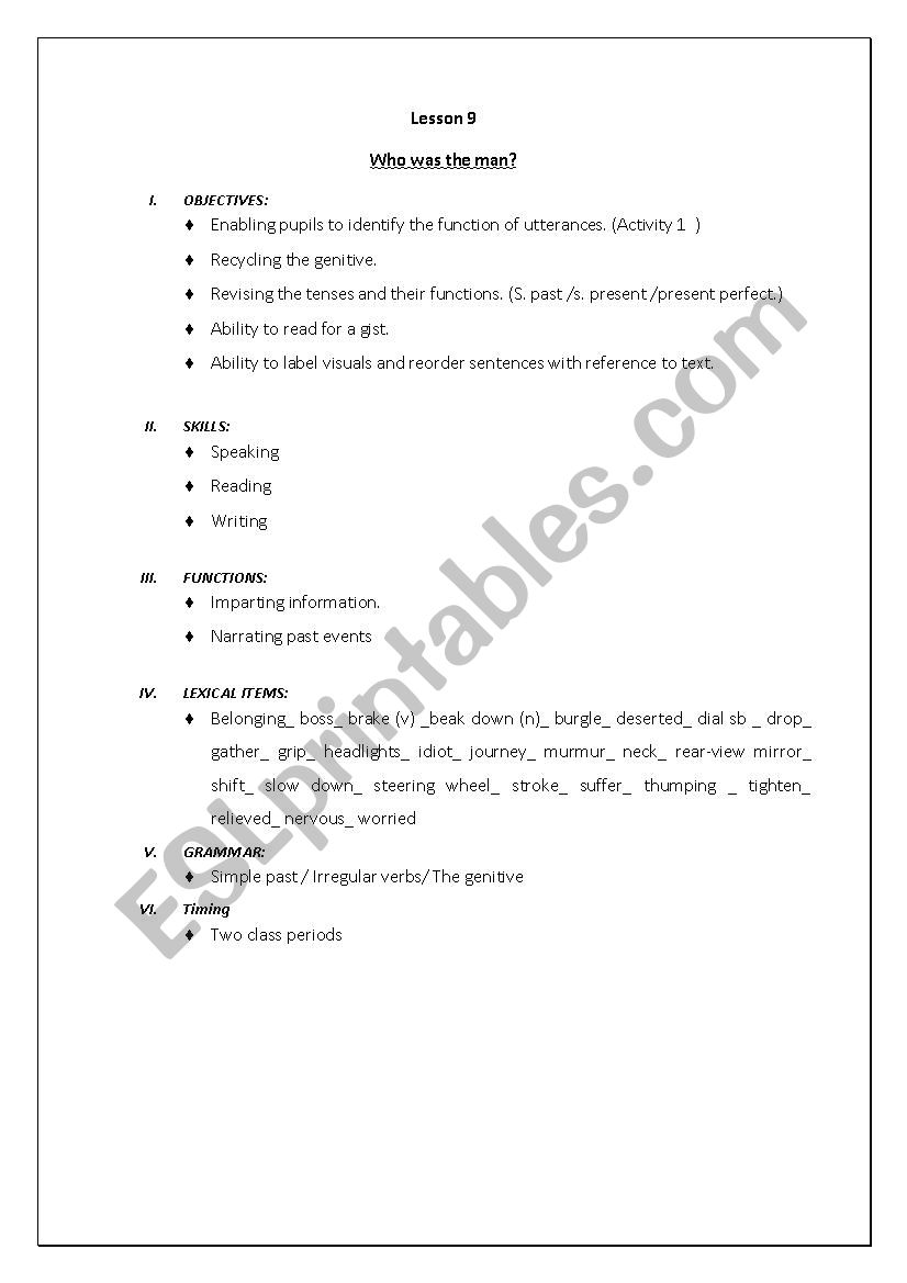 Who Was the Man? worksheet