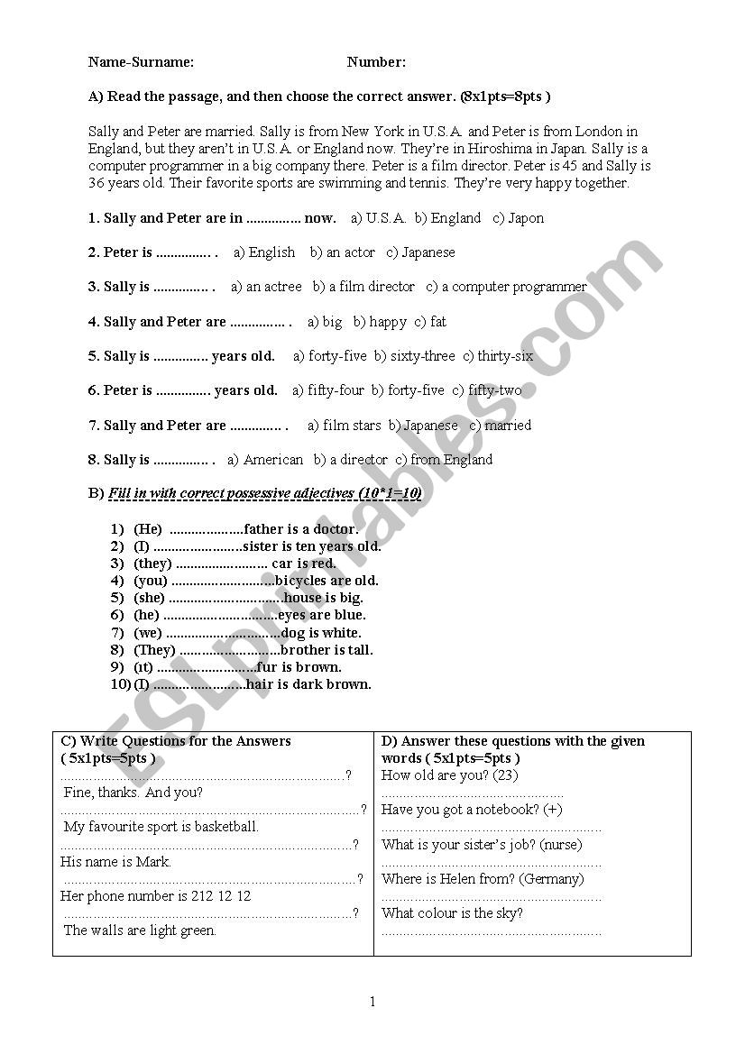 9th grade quiz worksheet