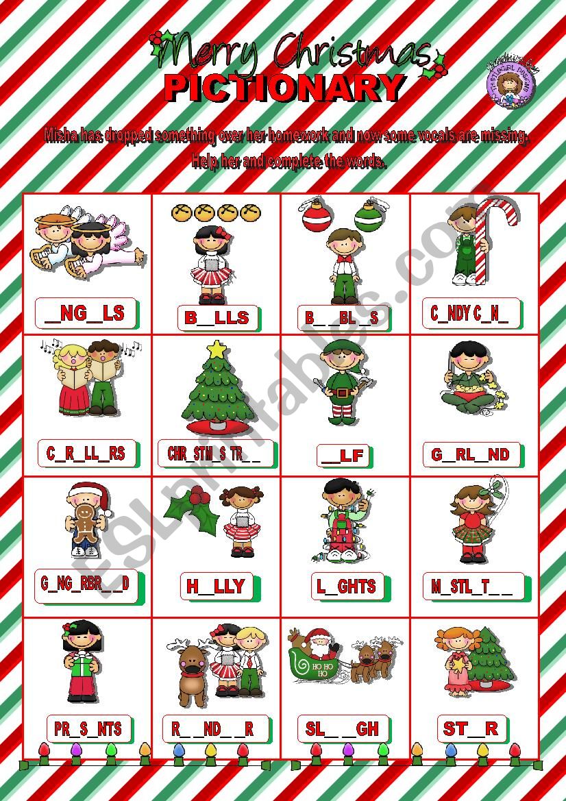 CHRISTMAS PICTIONARY worksheet