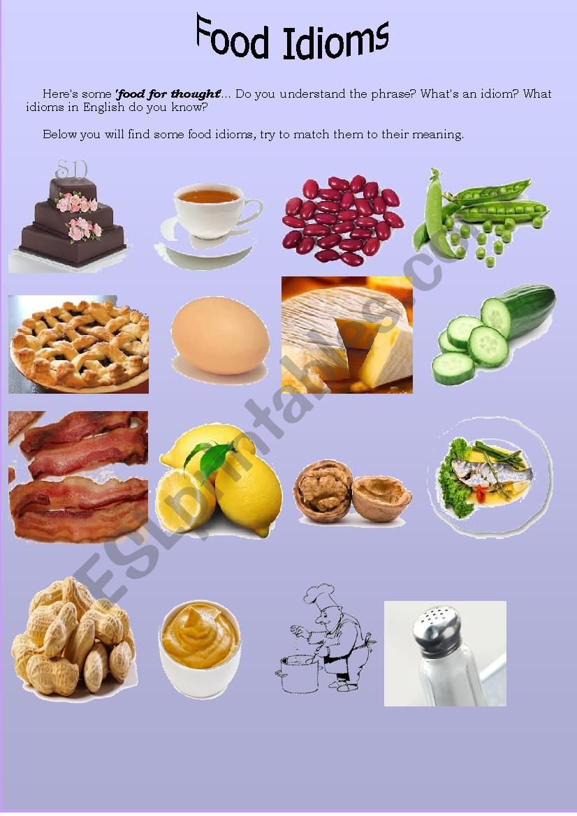 Food idioms worksheet