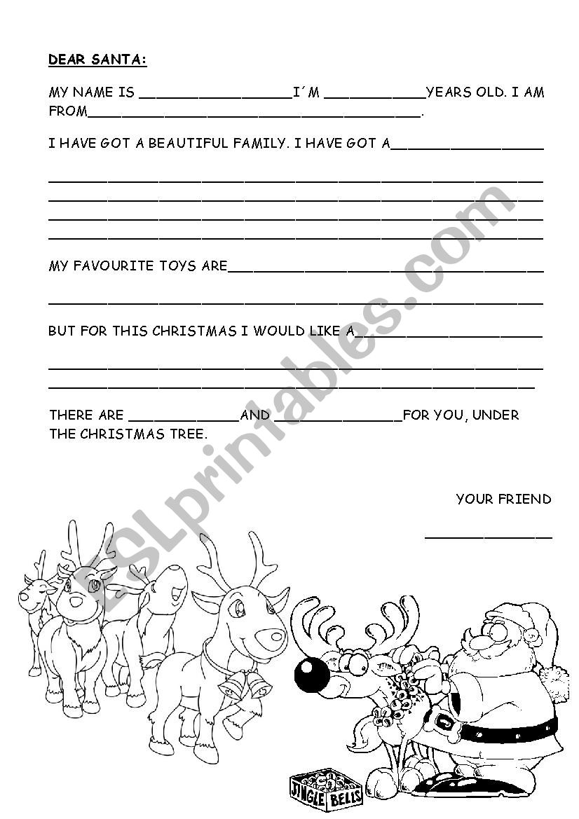 LETTER TO SANTA AND CARD worksheet