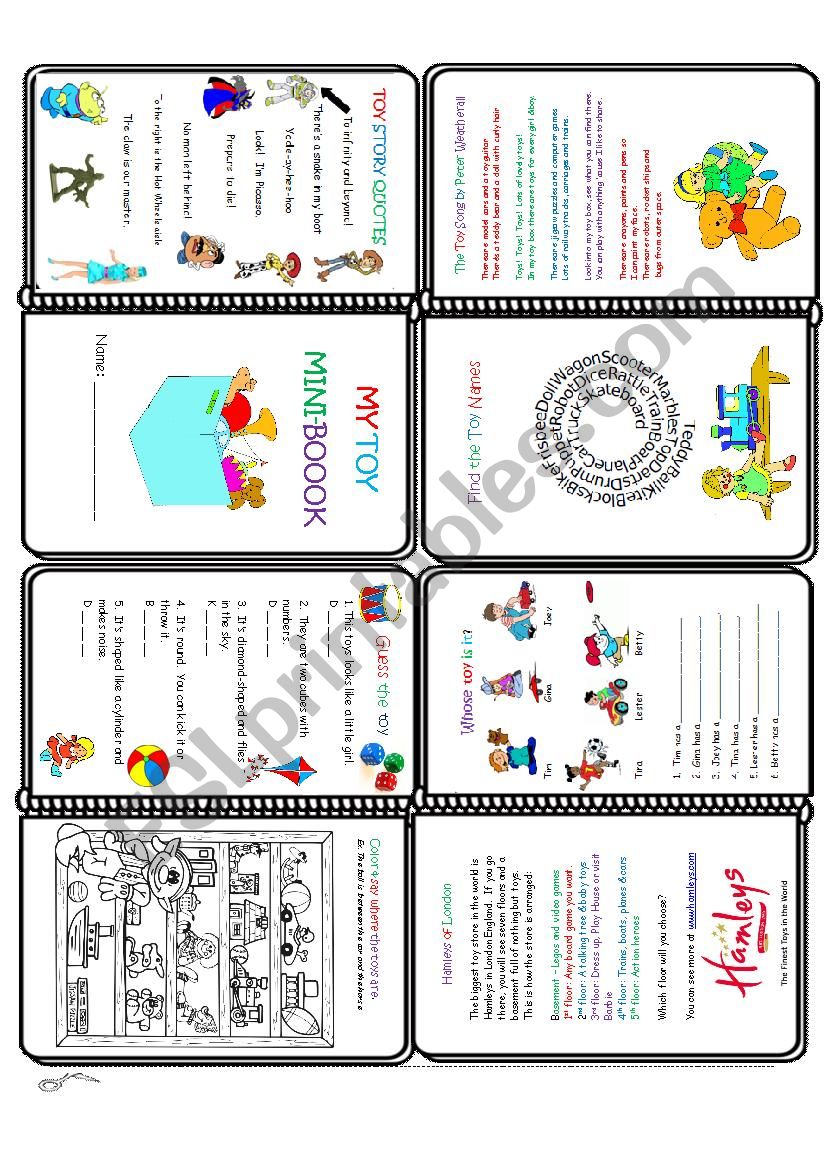 Toys Mini Book worksheet