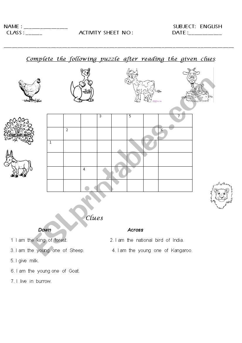 ANIMAL PUZZLE worksheet