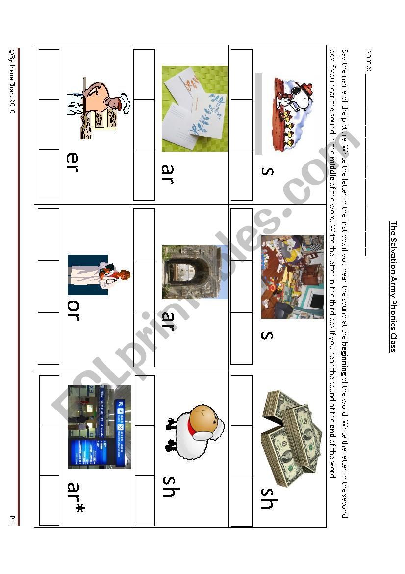 phonics skills- beginning, middle, ending 