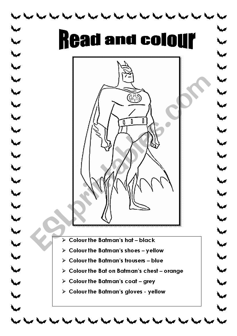 Colour Batman worksheet