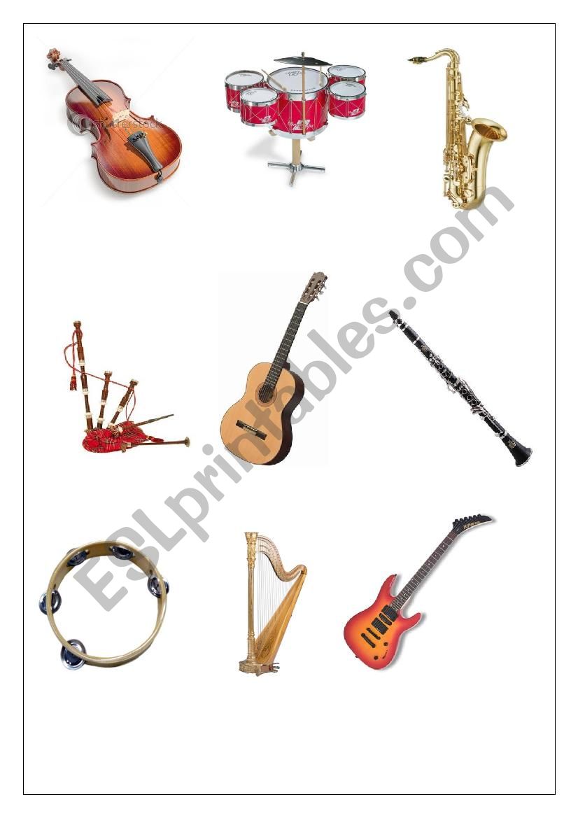 Musical instruments worksheet