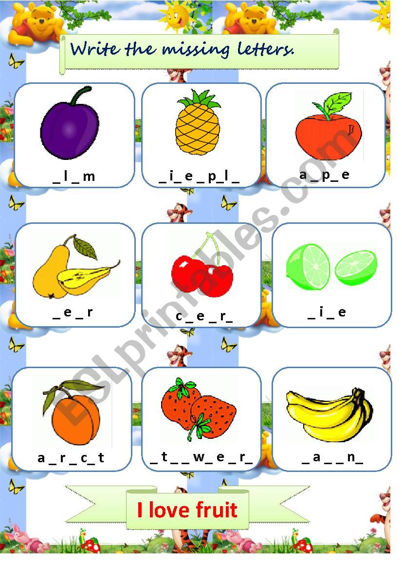 Fruit worksheet