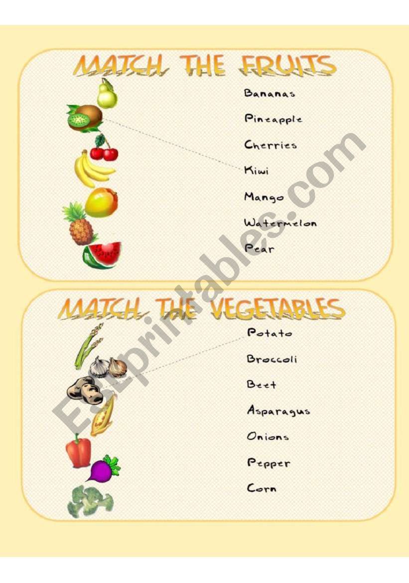 Fruits & Vegetables - Matching